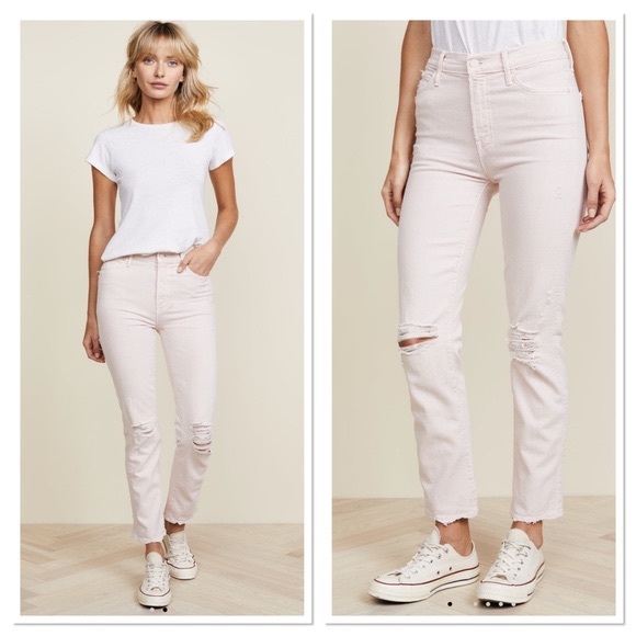 MOTHER Denim - MOTHER High Waisted Rascal Ankle Jean In Soft Pink